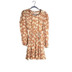 Women's Medium Blu Pepper Floral Boho Mini Dress Longsleeve Whimsy Flowy Girly